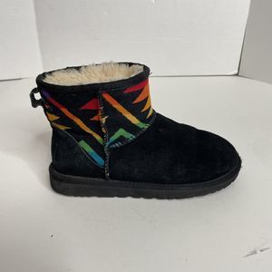 Ugg Pendleton Mini Black Suede Boots Aztec Tribal - Size 5 EUR 36 1007503